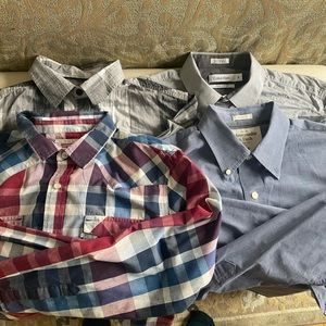 Lot of 4 young men, M button down shirts Calvin Klein, Levi’s, Ambercrombie,